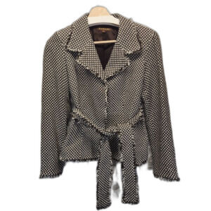 BARAMI Women's Size 4 Fringed Silk Blend Knit Belted Jacket